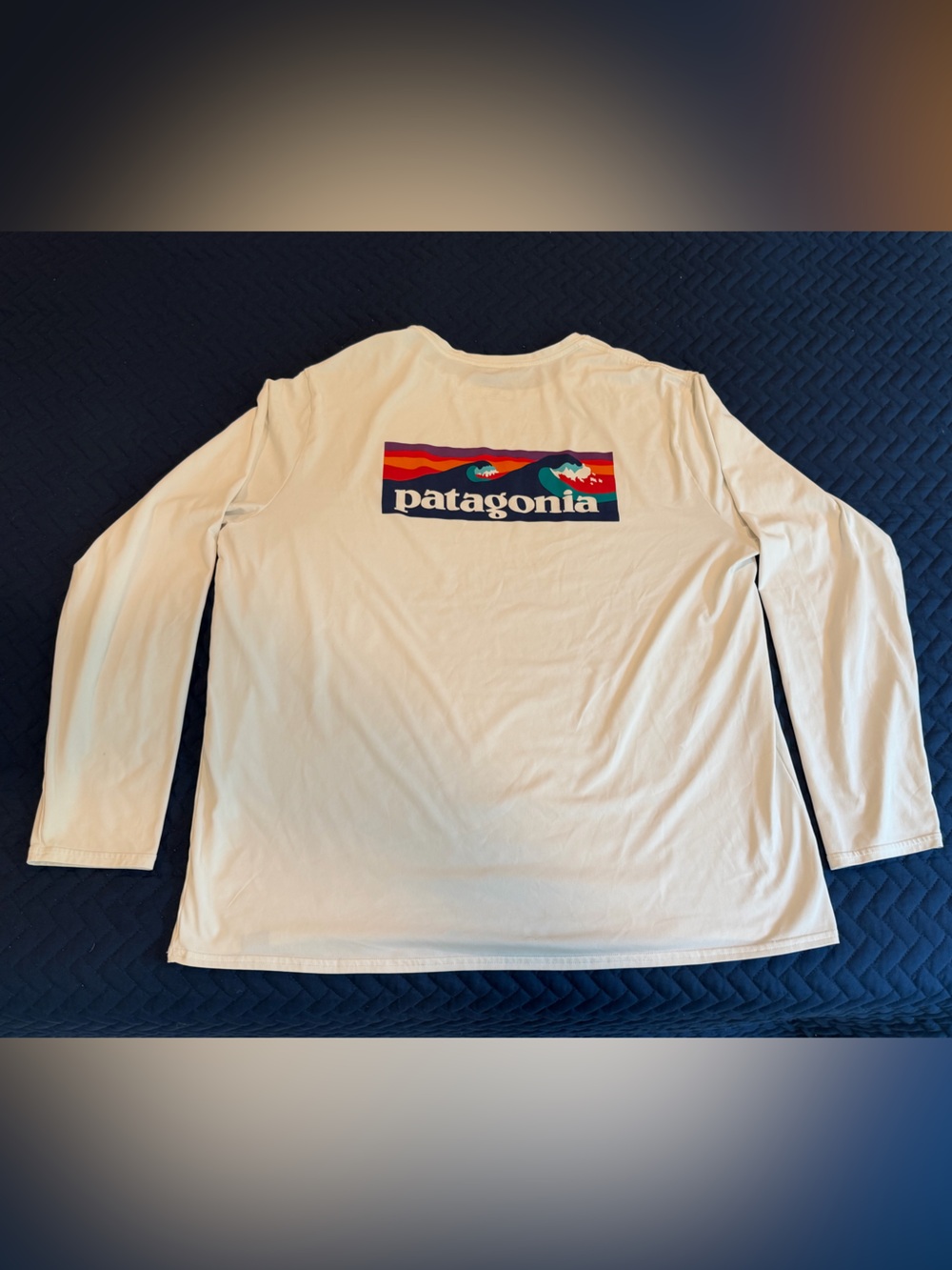 Patagonia Capilene Cool Daily Cream Long Sleeve Tee with Multicolor Logo XL